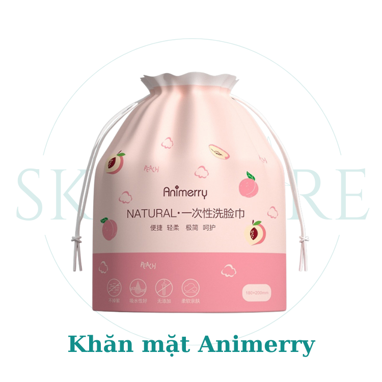 [HCM] Khăn Lau Mặt Dùng 1 Lần Animery 50 Tờ Cotton 100% An Toàn Cho Da Mặt Sức Khỏe