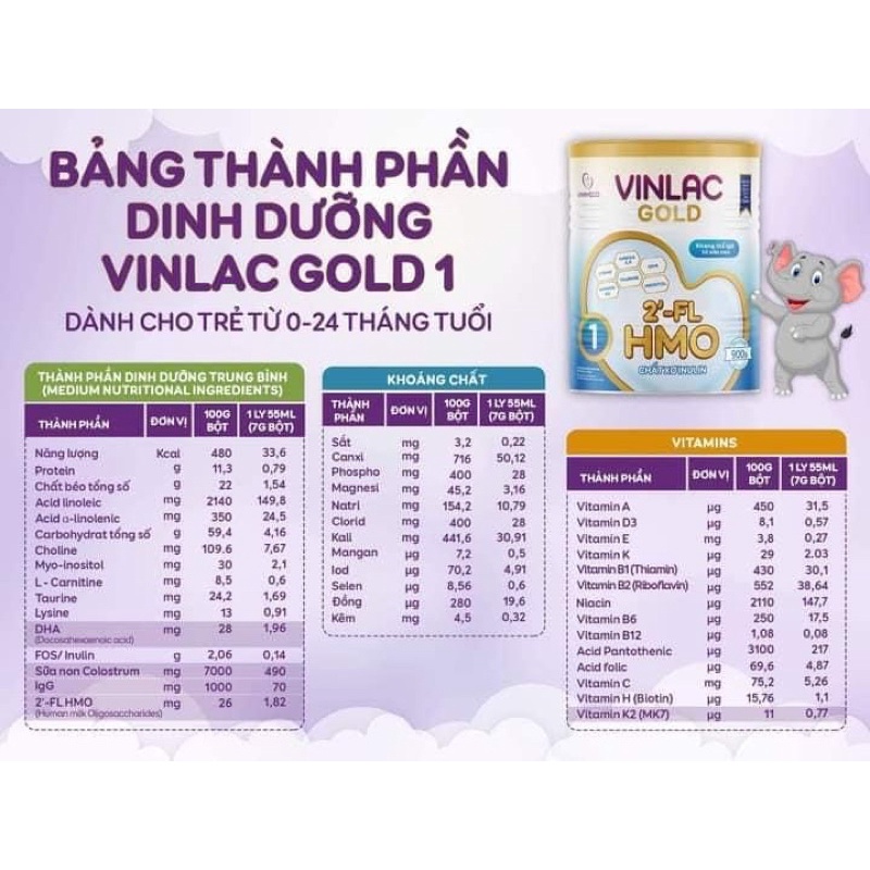 Sữa bột vinlac gold 2-800g