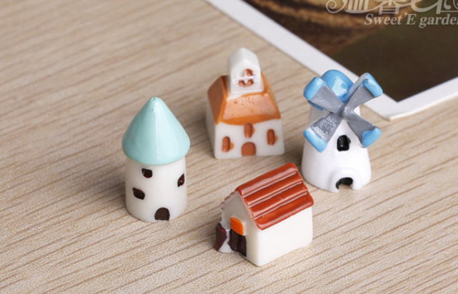 TT06 - Mô hình ngôi nhà mini trang trí tiểu cảnh sen đá xương rồng cây để bàn