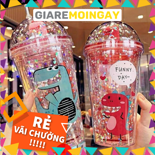 Cốc uống nước Khủng Long siêu Kute tặng kèm ống hút - Giao ngẫu nhiên Giaremoingay6868