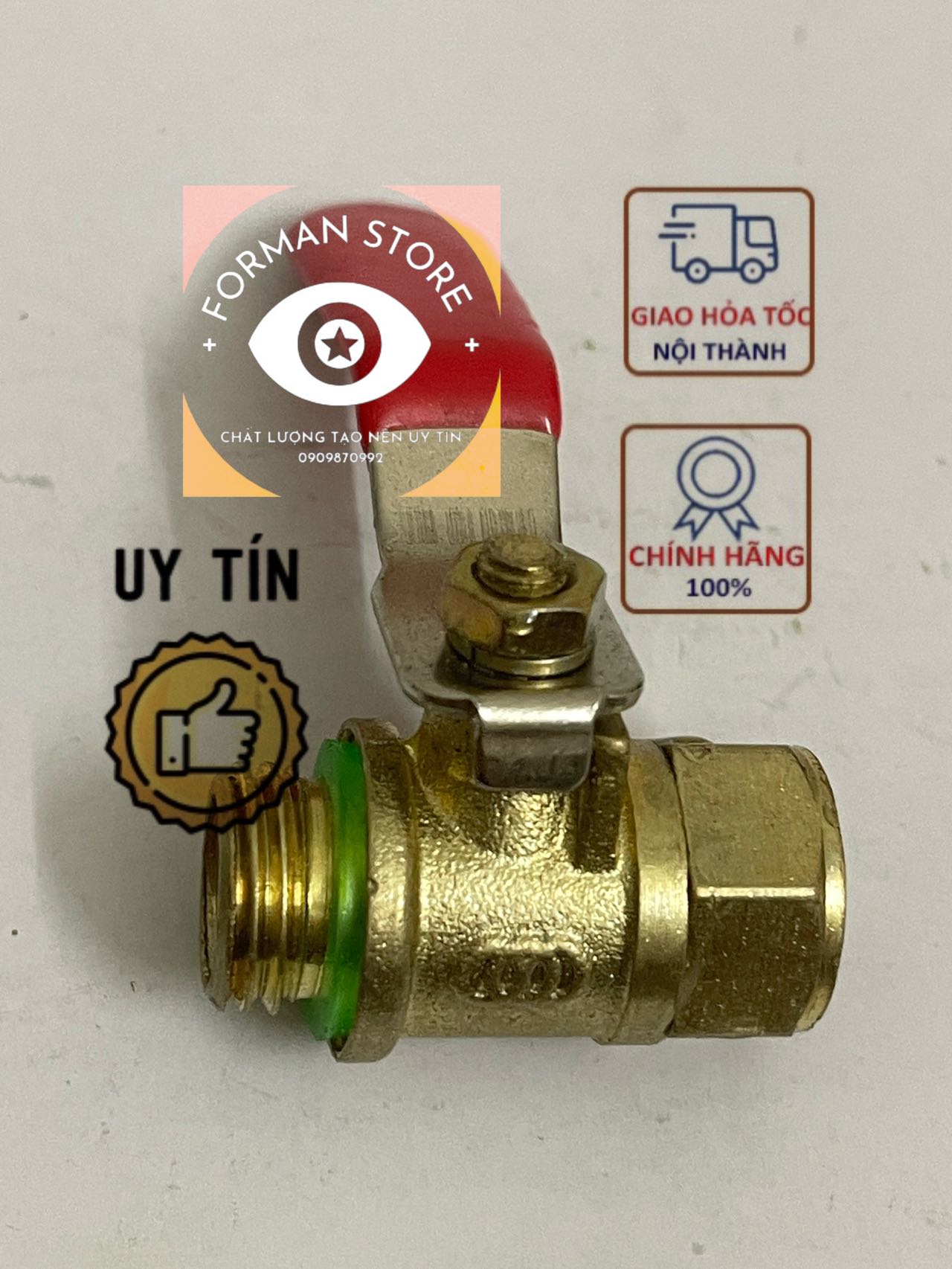 Van khóa bi - van khóa hơi đồng thau 1 đầu ren trong ngoài 13.8MM