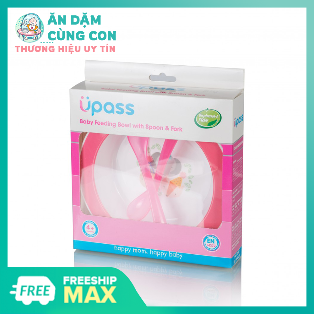 Bát Ăn Dặm Kèm Thìa Và Dĩa Upass Dành Cho Bé Từ 4 Tháng Trở Lên UP5001XH