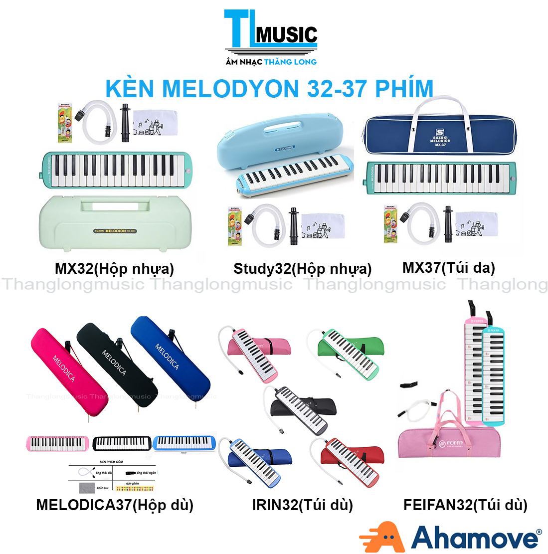 Kèn Melodion - Melodica 32 Phím Suzuki MX32D-mx37-study32 - Kèm Hộp Đựng, Ống Thổi và Khăn Lau Tiện Lợi - Thăng Long Music