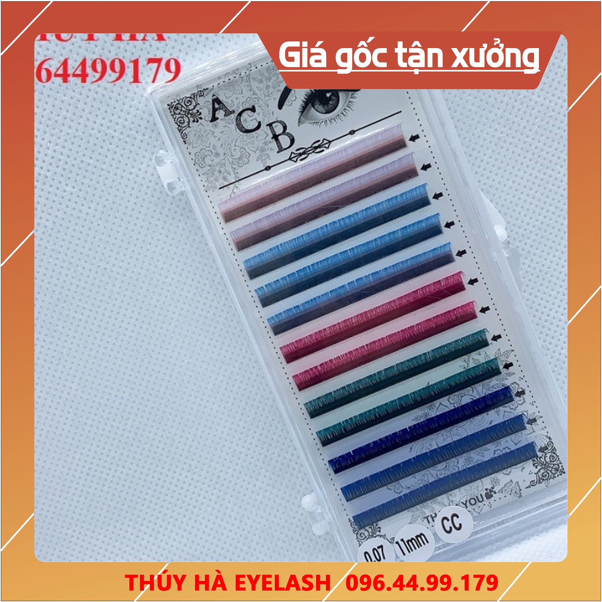 Mi màu acb mi khay nhiều màu_keo nối mi_dụng cụ nối mi_THÚY HÀ