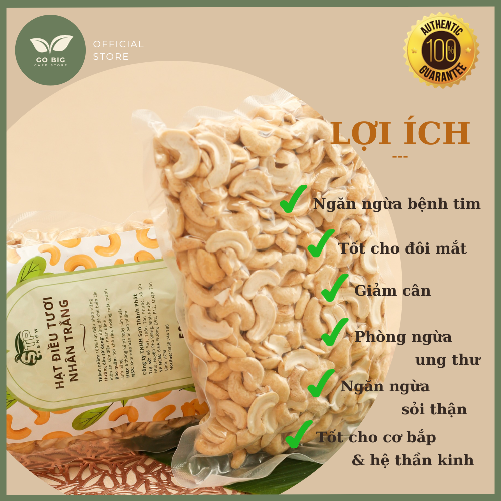 Hạt Điều Tươi nhân trắng Túi 500g