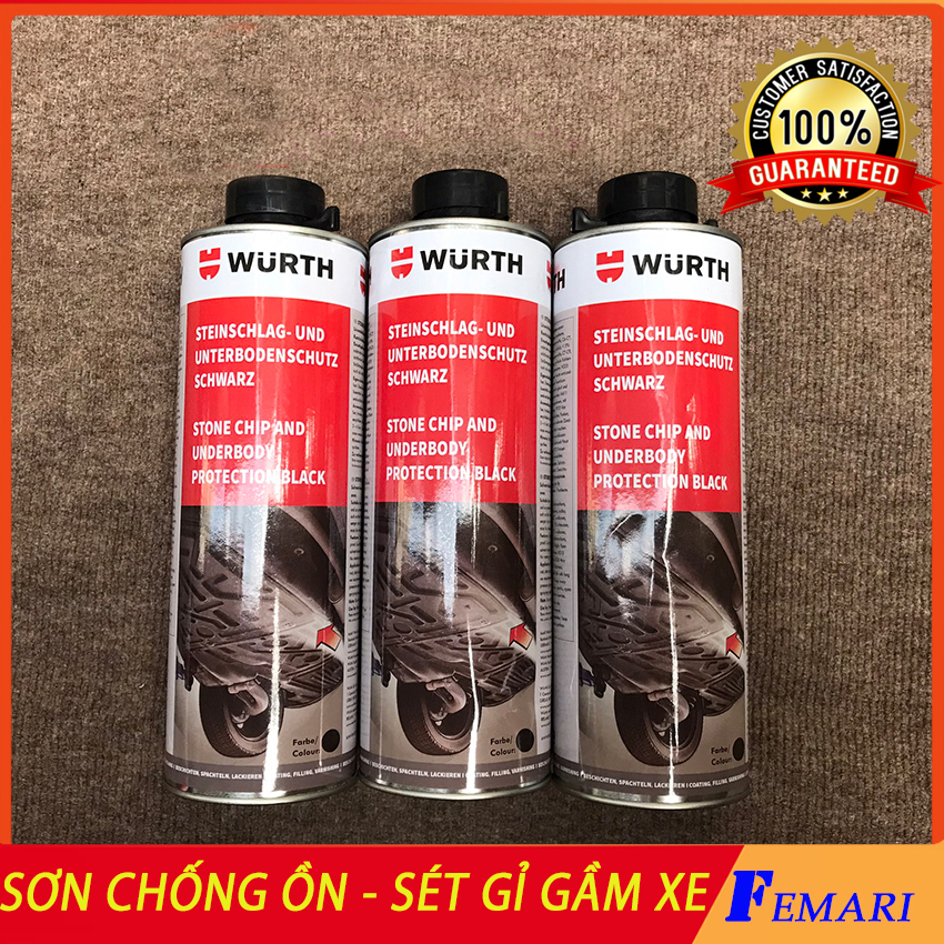 Sơn phủ gầm Ô Tô Cao Su Non WURTH 1000 ml màu Đen- Sơn chống xét gỉ, giảm tiếng ồn cho xe FEMARI