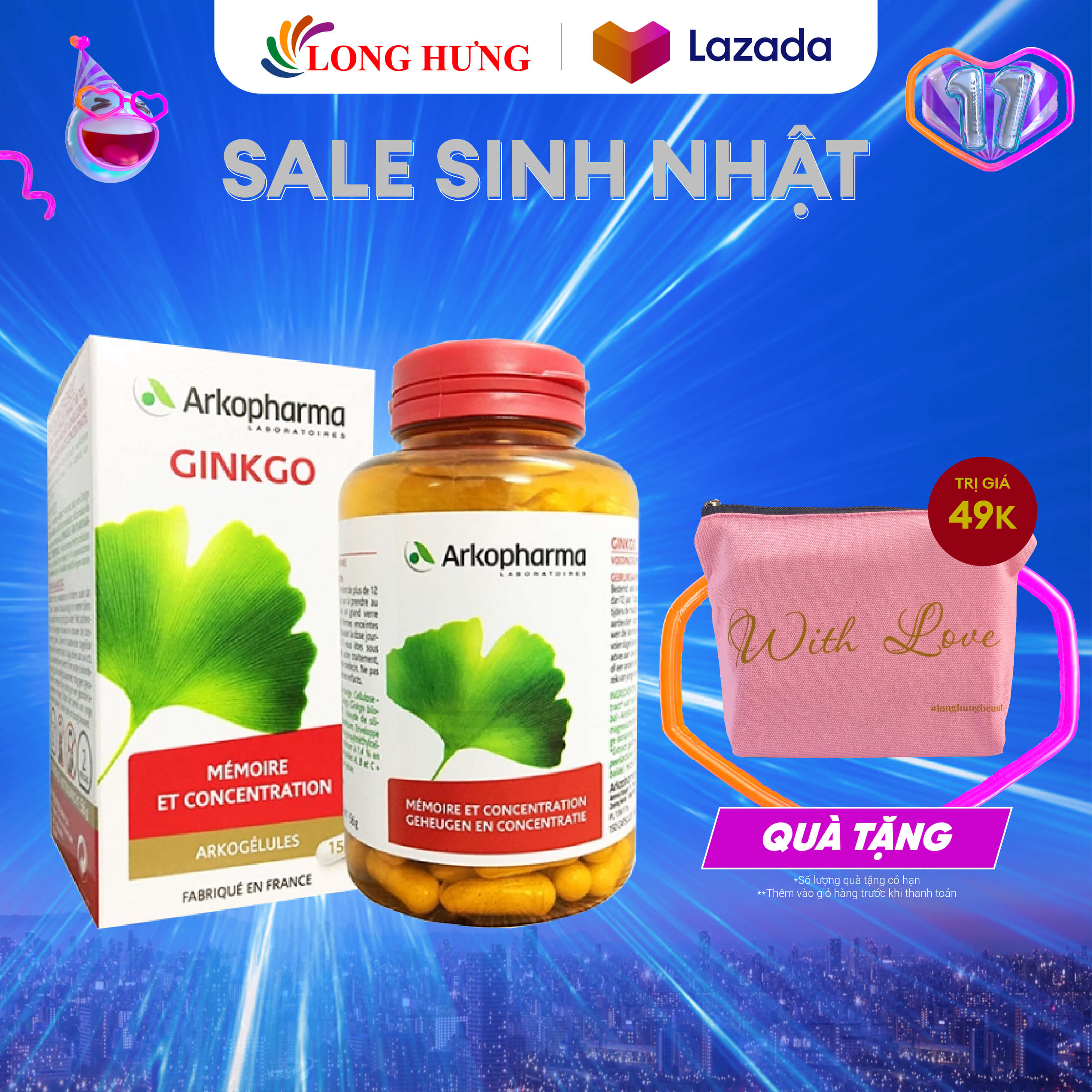 Viên uống Arkopharma Arkogelules Bio Ginkgo hỗ trợ cải thiện trí não 150