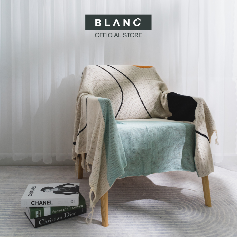 Chăn phủ sofa khăn phủ sofa phong cách bắc âu trang trí picnic decor milan blanc'