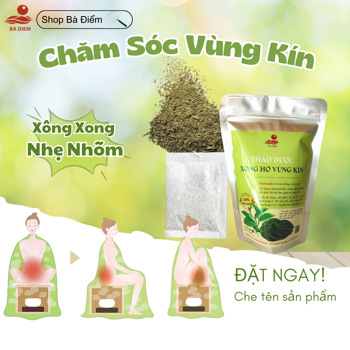 Lá Trầu Không Xông Vùng Kín | Thảo Dược Xông Vùng Kín Giảm Viêm Nhiễm Vùng Kín Thải Độc Tố Hồi Phục Âm Đạo Se Khít Khử Mùi Hôi | Thao duoc xông vùng kín sau sinh - Shop Bà Điểm