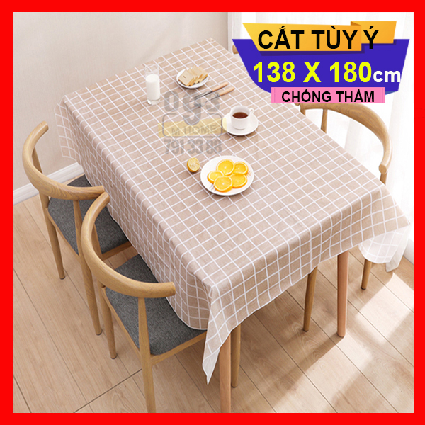 Khăn trải bàn carokhăn ăn chống thấm 180x138 cm