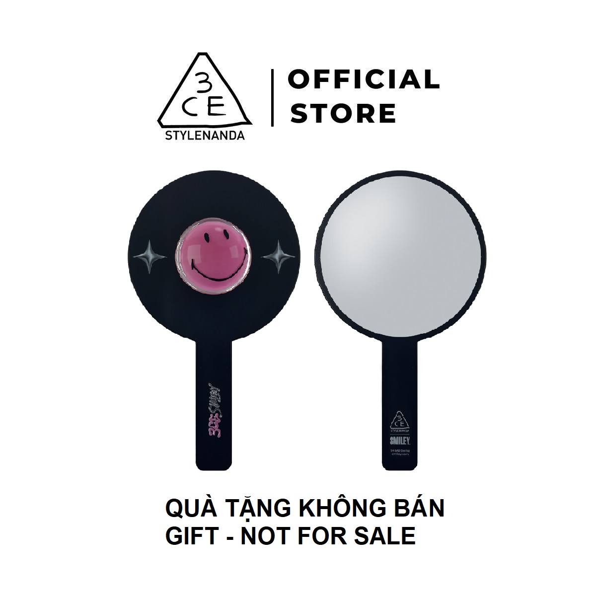 Gương cầm tay 3ce x smiley hand mirror