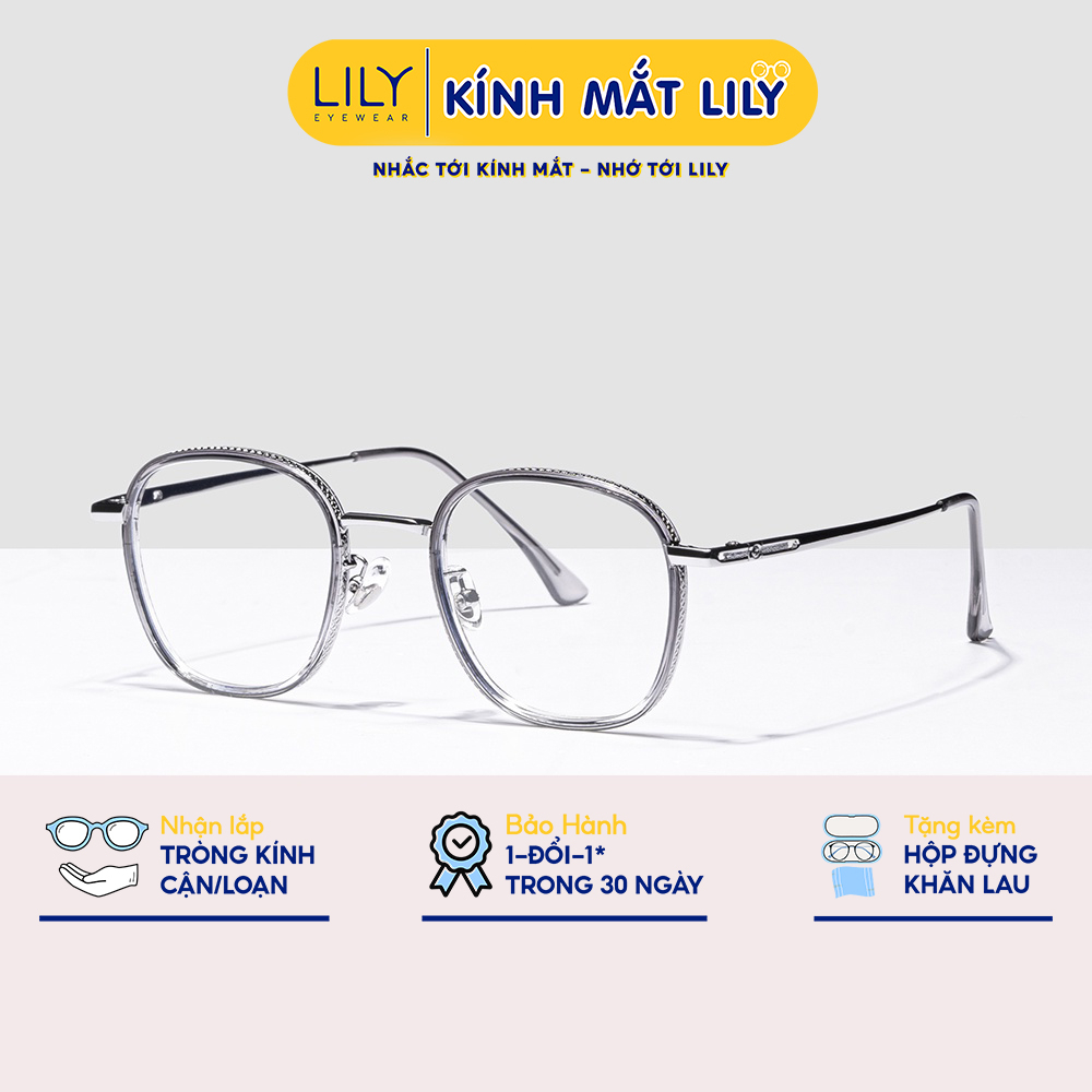 Gọng Kính Tròn Cao Cấp Nam Nữ Lilyeyeywear Chất Liệu Kim Loại Thanh Mảnh Mắt Chống Ánh Sáng Xanh 2327