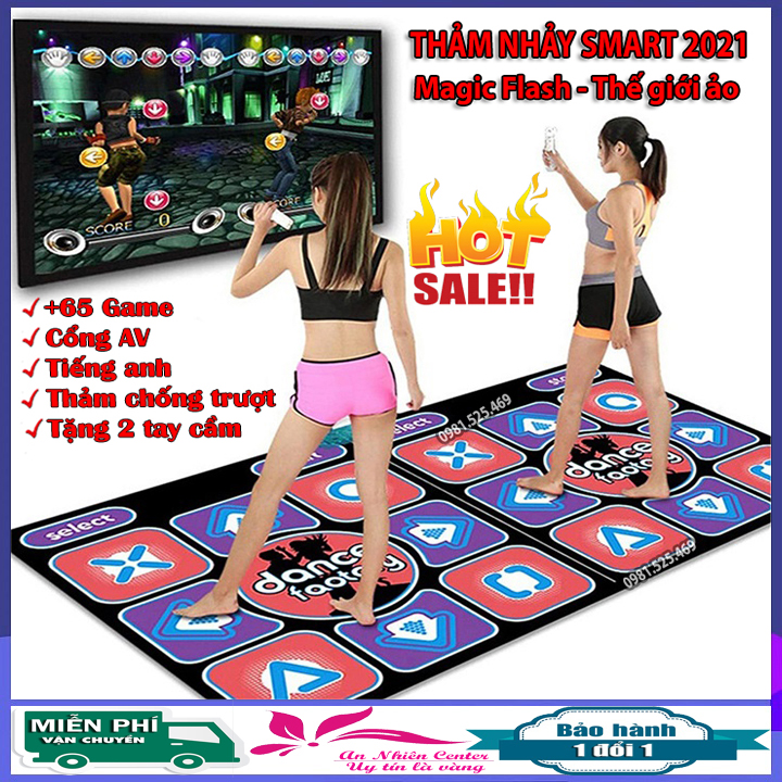 [Thế giới ảo] Thảm nhảy Smart, thảm chơi game kết nối tivi cổng AV, thảm nhảy Audition, thảm nhảy thông minh Magic Flash tích hợp sẵn 65+ game kèm tay cầm không dây, tiếng anh thông dụng, tăng cường sức khỏe,..