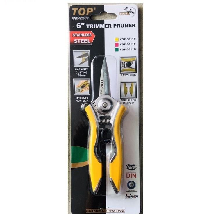 Kéo cắt cành 6 inch mỏ nhọn cán vàng top cao cấp top vgp-0611y