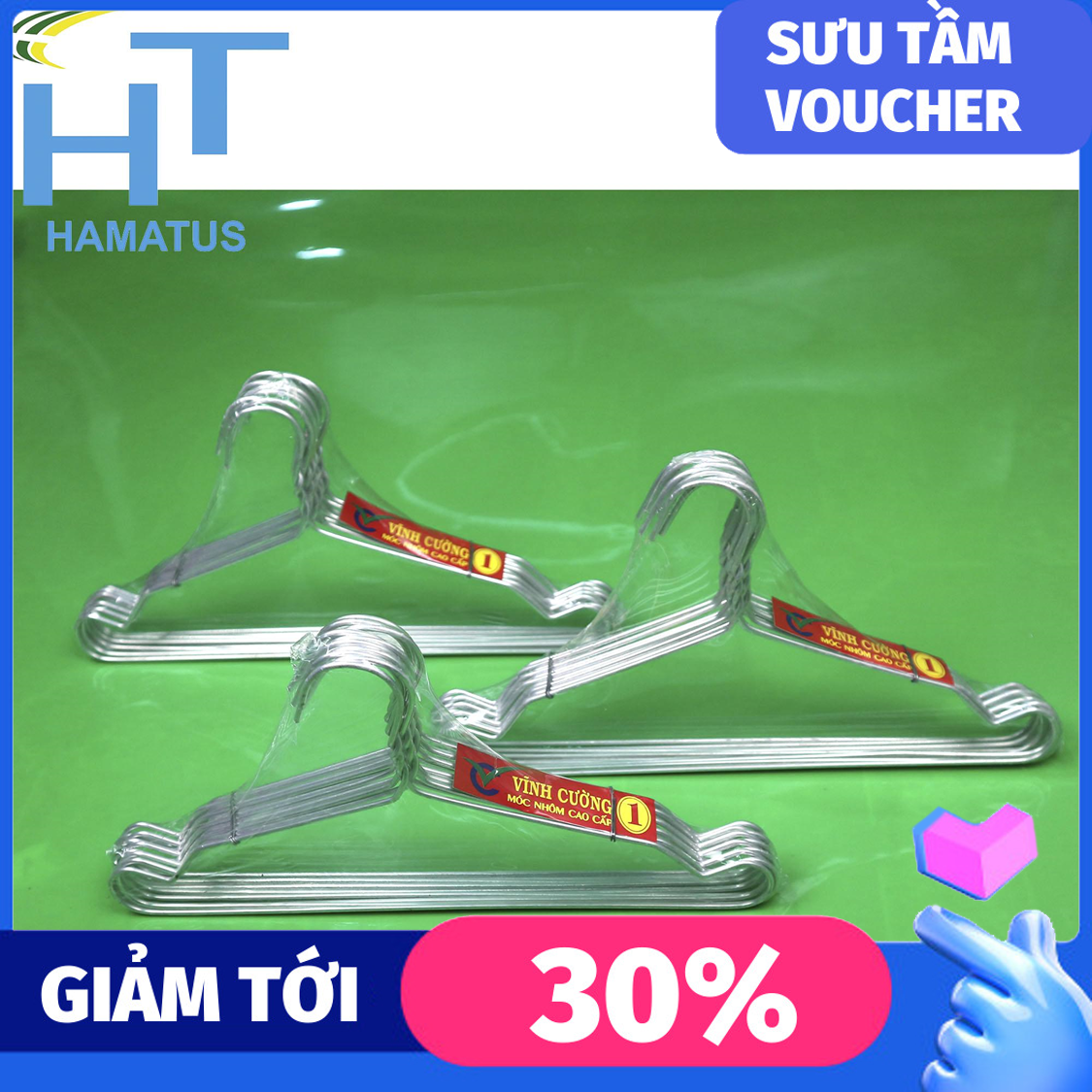 Combo 50 móc nhôm em bé Vĩnh Cường loại A loại 1.2kg/100 móc chịu lực tốt, giúp treo quần áo gọn gàng, tiết kiệm không gian