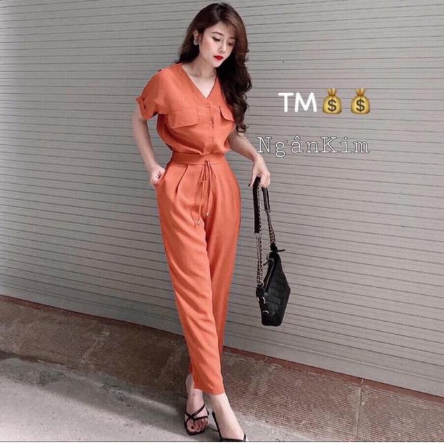 Set Bộ Little Beauty Áo Giả Túi Quần Suông Dài Nhiều Màu