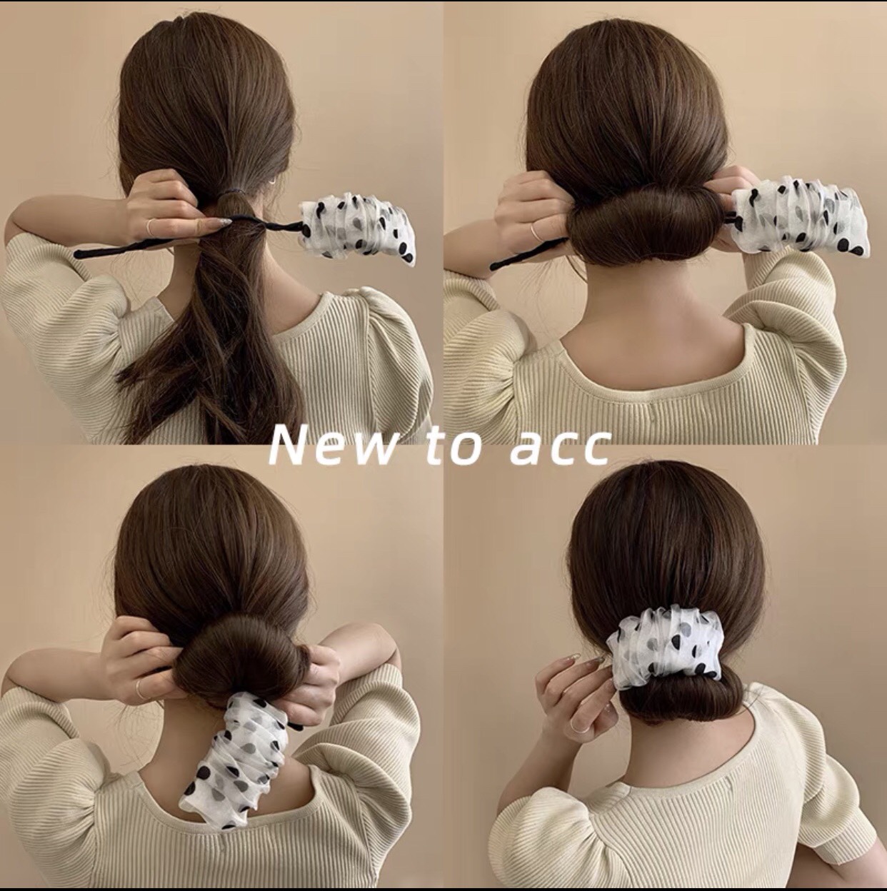 Dụng cụ kẹp búi tóc quấn tóc dẻo , kẹp tóc chấm bi hot trend hàn quốc - phukienteen