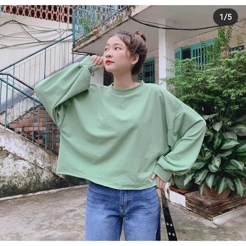 Áo thun croptop dài tay trơn tay bồng thời trang nữ, Áo thun nữ dài dài tay bao đẹp, bao rẻ vô địch, dễ dàng kết hợp các loại quần áo, hithot 2020, kèm ảnh thật, kho sỉ việt nam