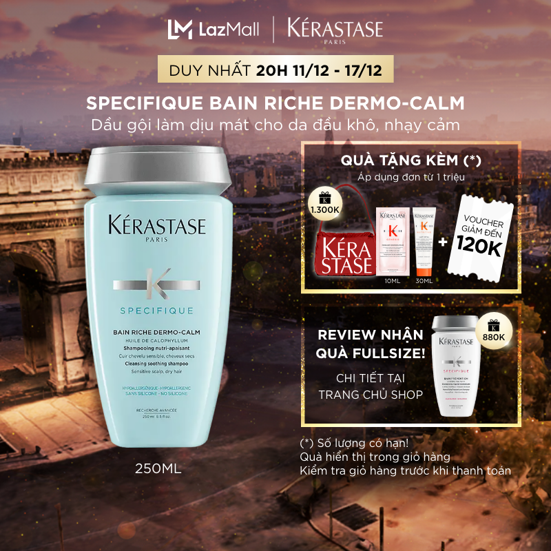 Dầu gội làm dịu mát dành cho da đầu (khô) nhạy cảm Kerastase Bain Richie Dermo-Calm 250ml