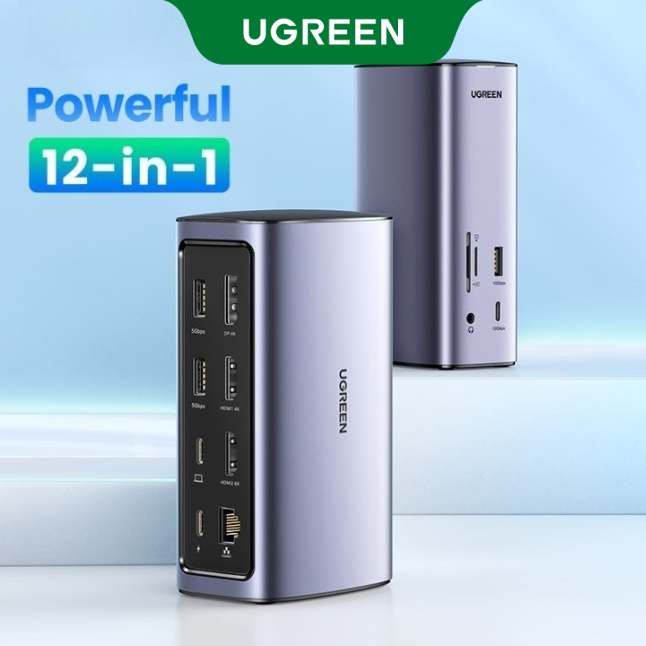 UGREEN 12-IN-1 Docking Station 8K 30Hz HDMI DP 4K 30Hz 1000Mbps SD/TF Card Reader for Macbook Air Pro M1 M2 ipad 10th, ipad pro 2022, iPad Air 5th, ipad mini 6th Thinkpad Dell