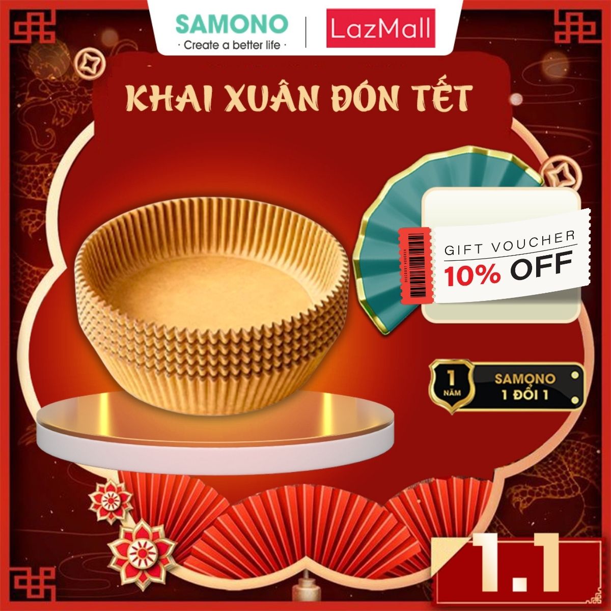  Samono Giấy Lót Nồi Chiên Không Dầu Bonbox BKE40801 SET 50 Tờ Tiện Lợi Giấy Lót Nồi Chiên Không Dầu Đa Năng Tiện Dụng 