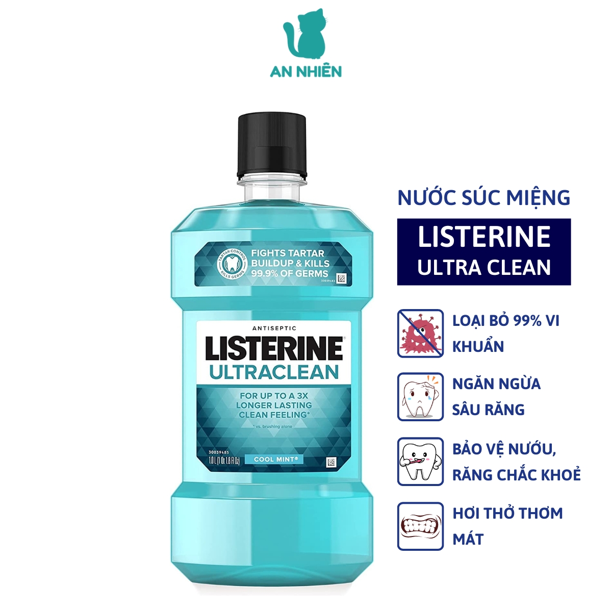 Nước súc miệng Listerine Ultra Clean chai 1.5 lít - Hàng Mỹ