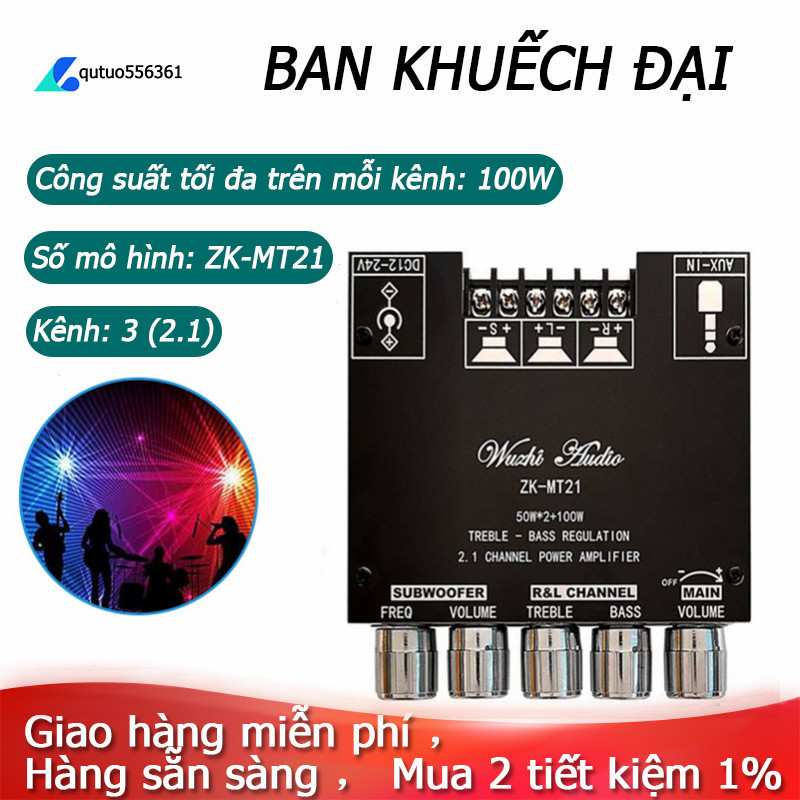 [Hàng Có Sẵn] ZK-MT21 Bảng Mạch Khuếch Đại Loa Siêu Trầm Bluetooth 2.1 5.0 Kênh, Bảng Mạch Khuếch Đại Âm Thanh Nổi Công Suất 50W X 2 + 100W Bộ Khuếch Đại Âm Trầm AUX，amp mini, amp mini, amp bluetooth, amp mini, 12v