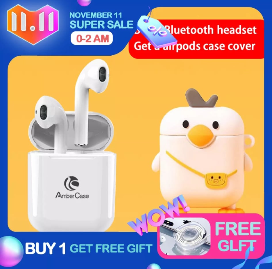 Tai Nghe Bluetooth Mini AmberCase I12 TWS, Tặng vỏ Hộp Miễn Phí , Tai Nghe Không Dây Điều Khiển Cảm Ứng, Âm Thanh Nổi Bass Kèm Mic, Tai Nghe Cho iPhone Android Xiaomi PK I7s I9s,