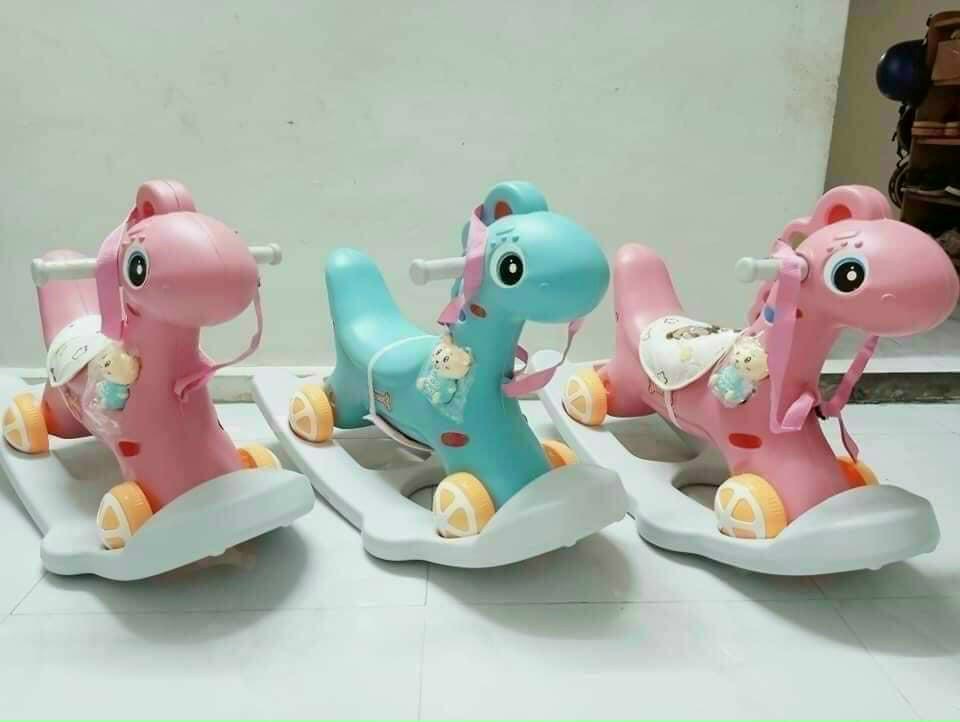 Ngựa bập bênh cao cấp 2in1 có nhạc cho bé