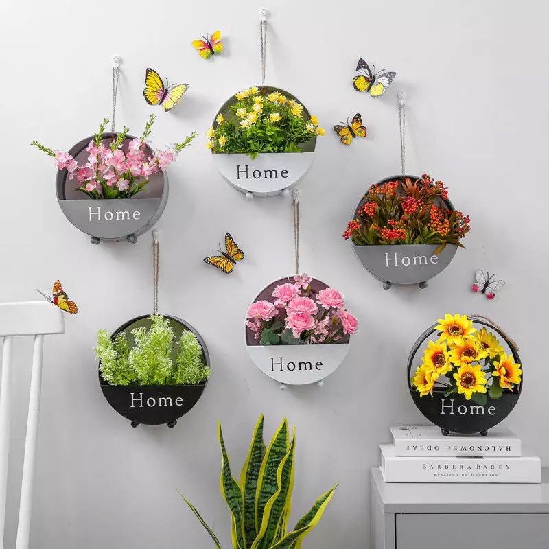 Giỏ cắm hoa treo tường in chữ home độc đáo - lẵng hoa để bàn tuyệt đẹp nhiều màu - giỏ chưa kèm hoa