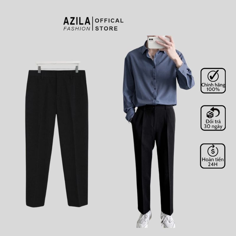 Quần baggy nam ống rộng vải Hàn cao cấp, quần tây âu co giãn tốt Premium thời trang Azila