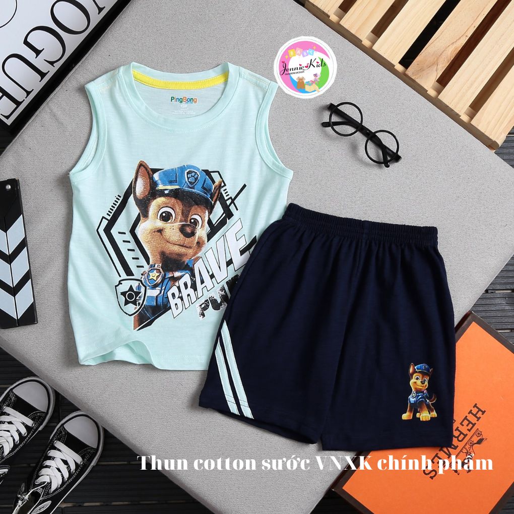 [10-38kg]Đồ bộ bé trai size đại sát nách thun cotton sước VNXK chuẩn Jennie kids J536