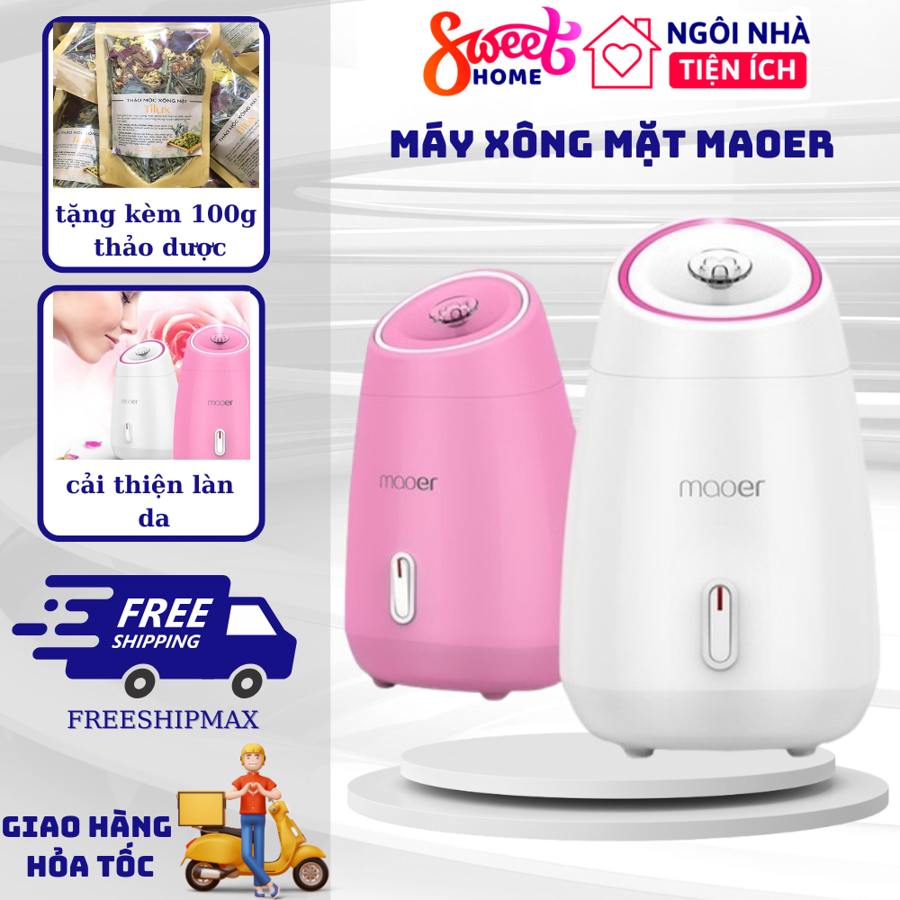 Máy Xông Hơi Nước, Máy Xông Dưỡng Da Mini Maoer 2in1 Tặng Kèm Thảo Mộc, Máy Xông Mặt Hoa Quả, Máy Xông Hơi Thảo Dược, Tinh Dầu Tiện Dụng