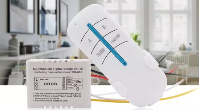 Công tắc đèn không dây 2 kênh điều khiển từ xa bằng remote RF 315MHz