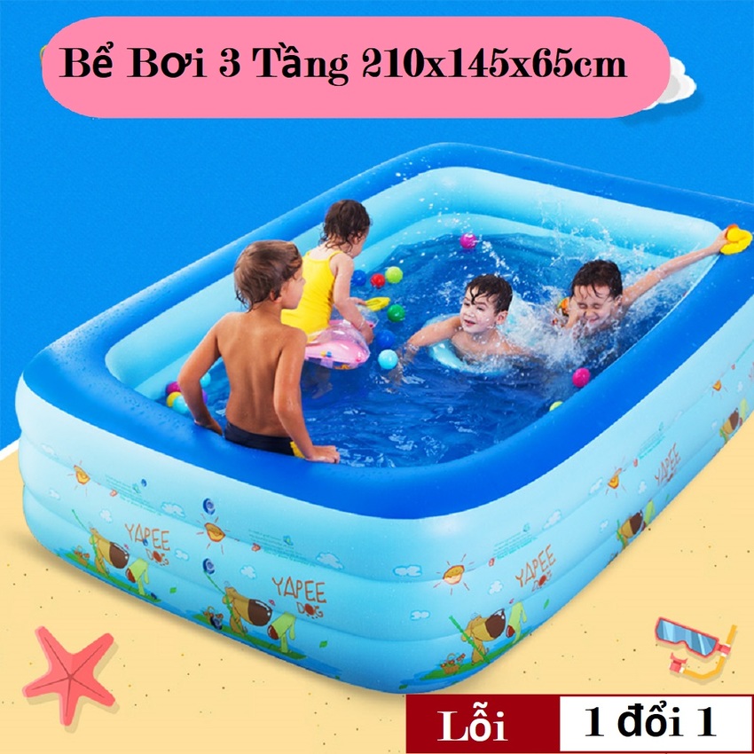 Mua Bể Bơi Tặng Kèm Bơm Bể,Bể Bơi Trong Nhà 3 Tầng Chữ Nhật 210cm, An Toàn, Khu Vui Chơi Lý Tưởng cho Trẻ Ngay Tại Nhà.