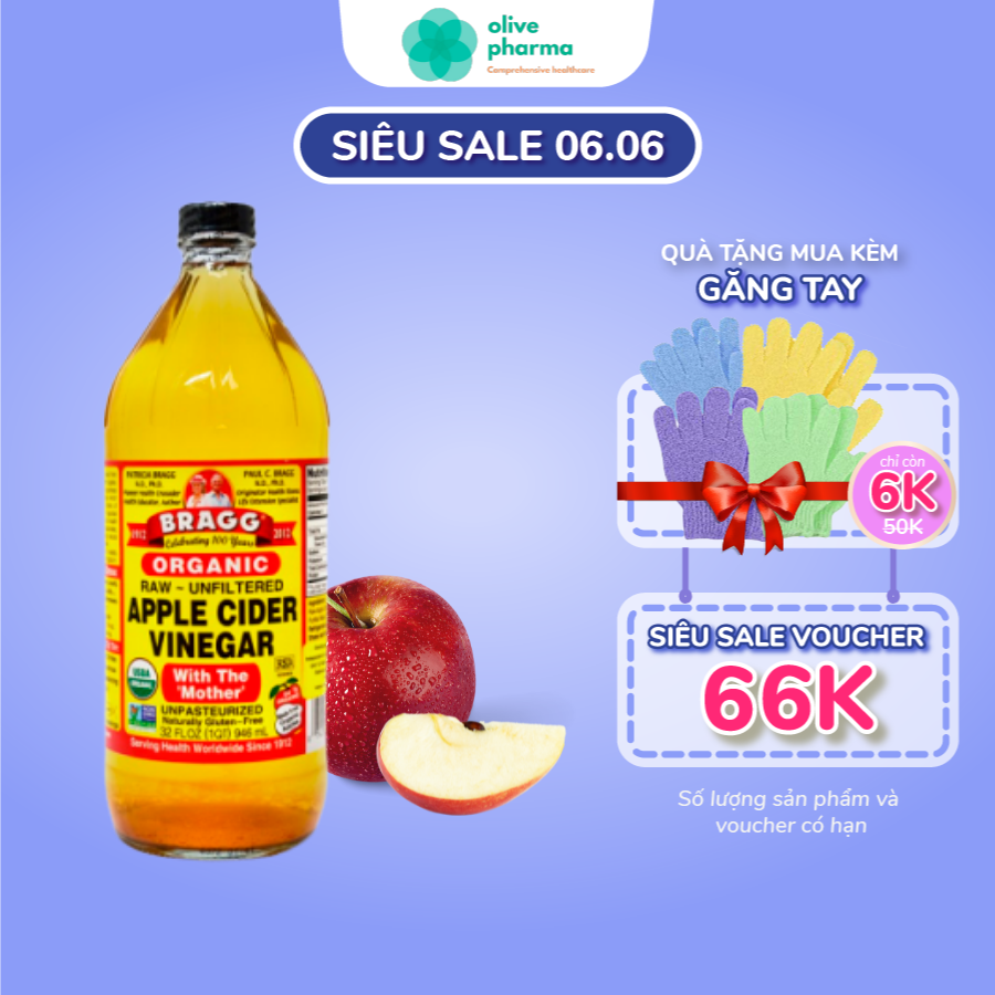 Dấm táo hữu cơ có con dấm cái 473ml