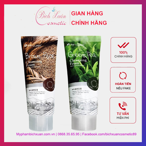 Sữa rửa mặt Trà xanh 3W Clinic 100ml