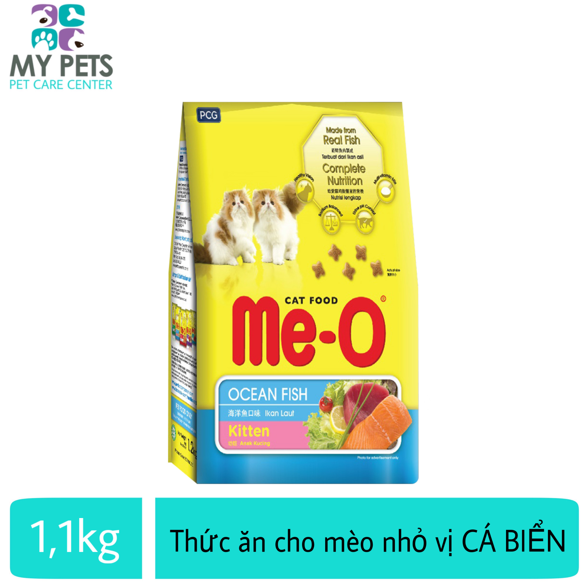 Hanpet- Túi 1.1kg Thức ăn hạt khô dành cho mèo con hương vị cá biển