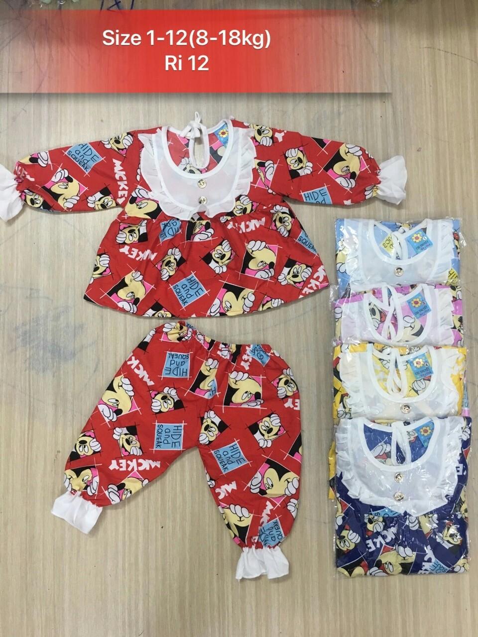 Combo 3 bộ đồ cho bé gái tay dài phối ren từ 5-15kg