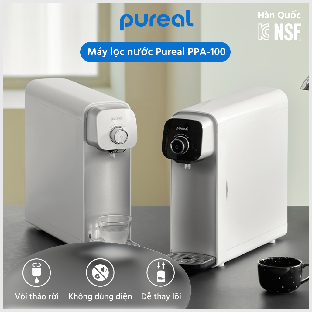 Máy lọc nước trực tiếp pureal ppa-100 để bàn, không dùng điện, nhập khẩu hàn quốc