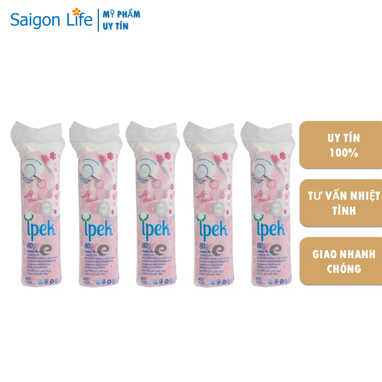Combo 5 Bông tẩy trang IPEK Thổ Nhĩ Kì 80 miếng