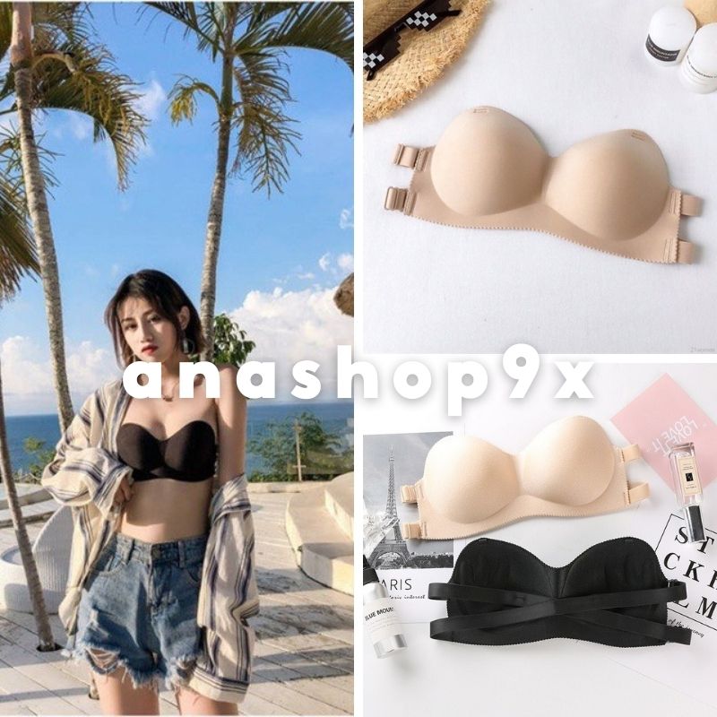 Áo bra quây không dây quai đan chéo tặng kèm dây quai trong Áo lót nâng ngực chất su đúc mềm ANASHOP9X