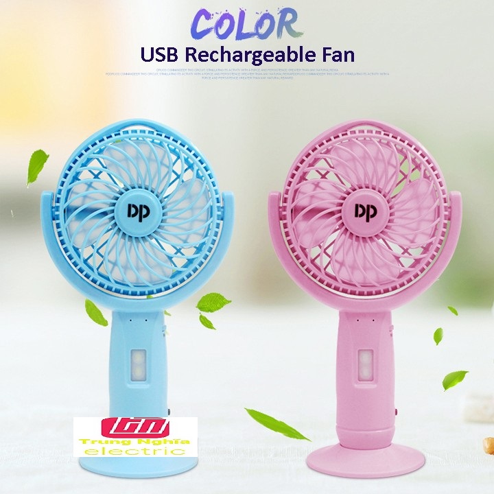 Quạt sạc cầm tay – để bàn - kèm đèn pin siêu sáng dp 7606