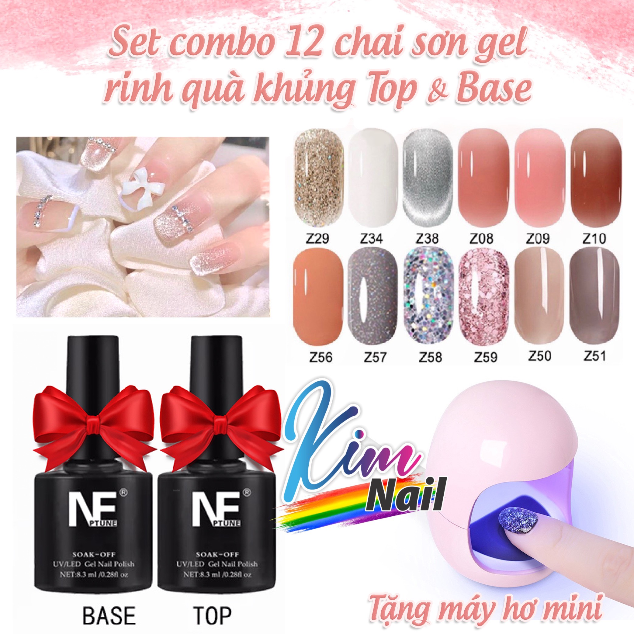 Combo 14 chai Sơn gel tặng kèm top base và máy hơ móng mini· ,set 14 chai sơn móng tay sơn gel màu trẻ trung, set sơn móng tay siêu hot, sơn gel nhanh khô, sơn móng tay bảo vệ môi trường, sơn gel mini, sơn gel giá sỉ lẻ