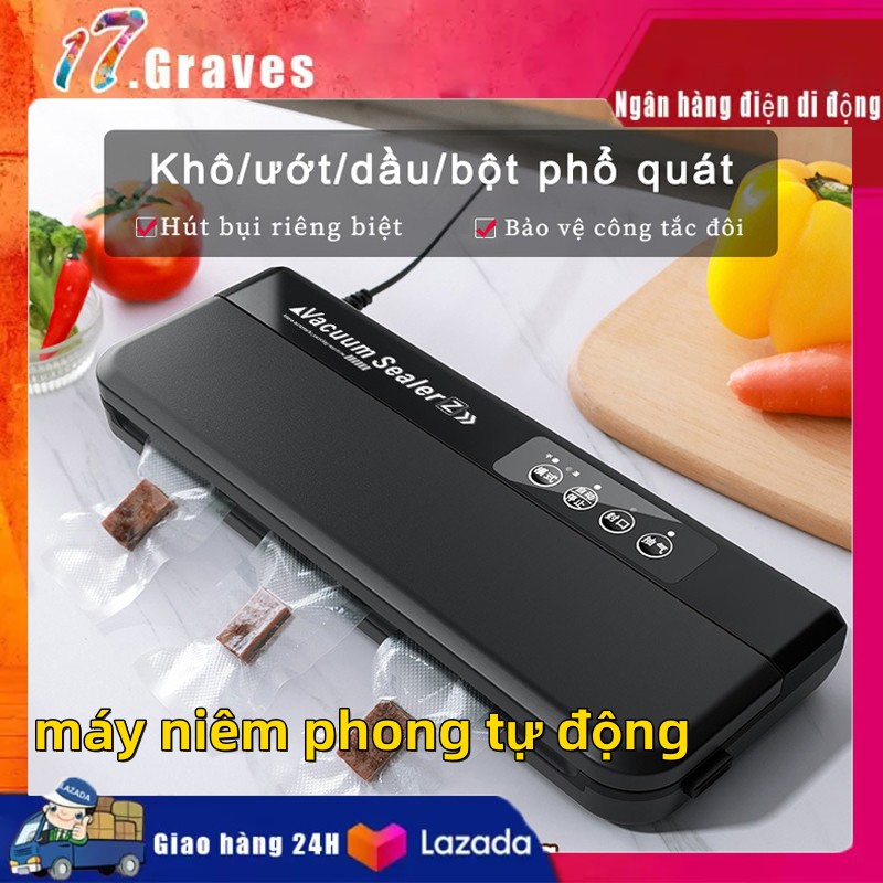 Máy Hút Chân Không Vacuum Sealer X, Máy bảo quản thực phẩm máy hút chân không nhỏ, Máy Hút Được Cả Đồ Khô Đồ Ướt, tặng kèm 10 túi hút bảo quản thức ăn cực tiện lợi bảo hành