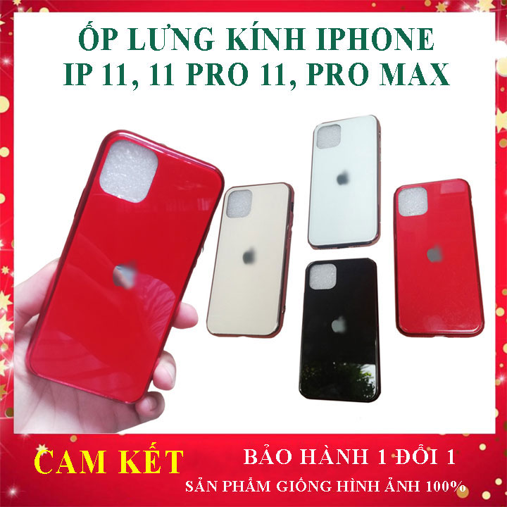 Ôp Điện Thoại Iphone 11 11Pro 11 ProMax Lưng Kính chống trầy, case viền dẻo ôm bo máy, vỏ case ip logo táo 11 pro max sang trọng thời trang đẹp