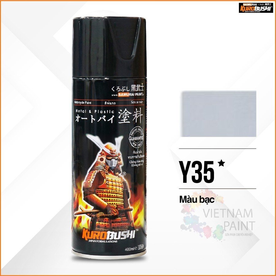 Sơn xịt samurai kurobushi - màu bạc y35 chuyên dùng cho xe máy