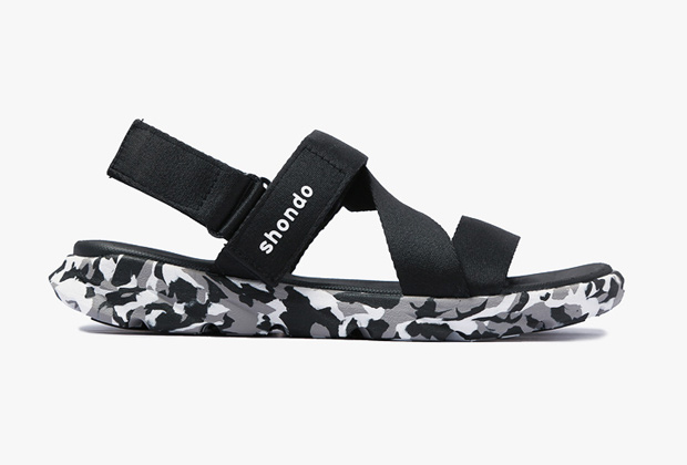 Sandal Shondo Quai Chéo F6 Sport đen đế camo F6S501