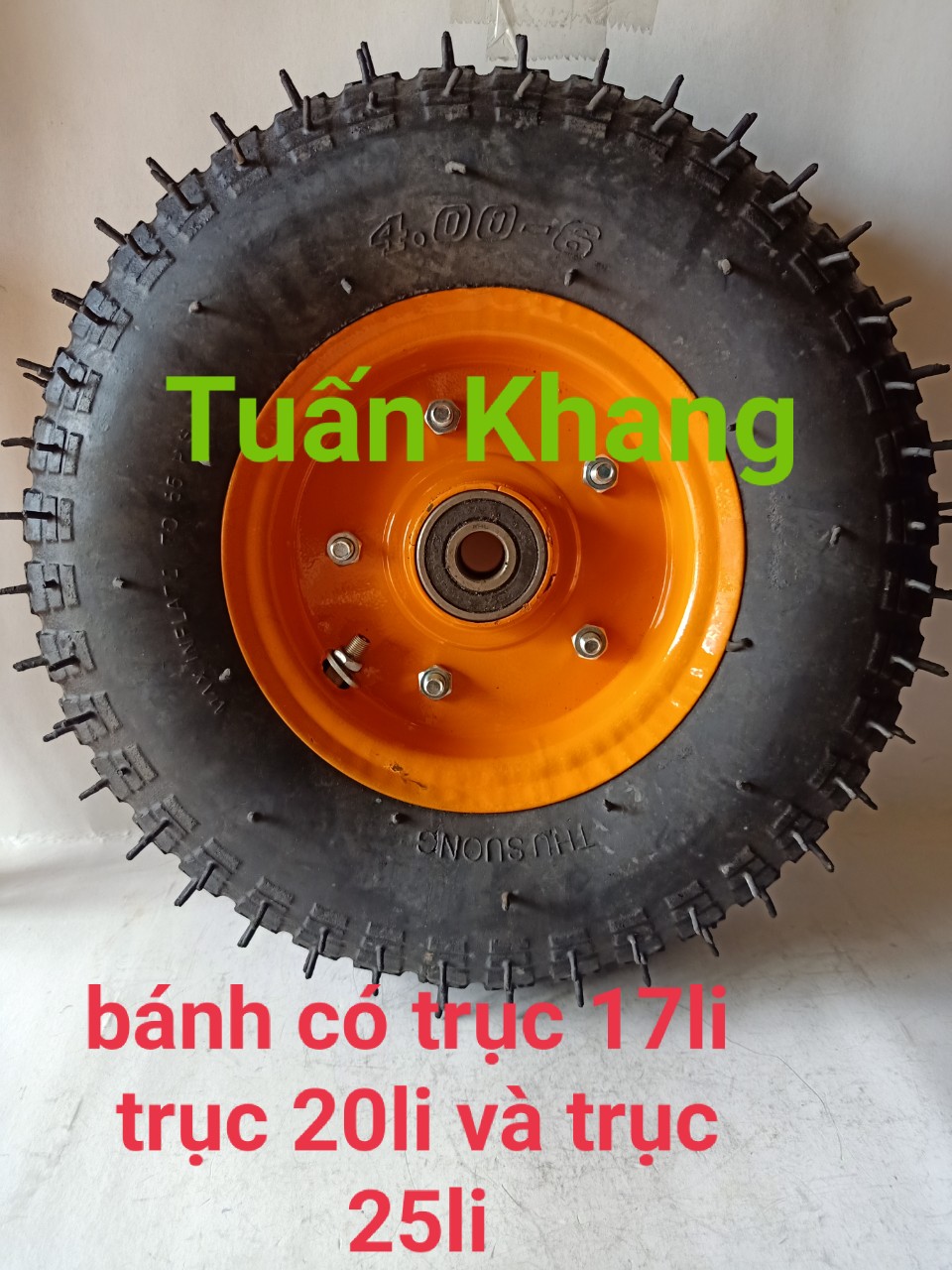 bánh xe đẩy bơm hơi 400-6 , bánh xe rùa có vòng bi ( bạc đạn )