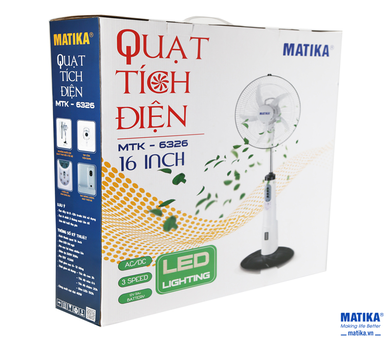 Quạt tích điện matika mtk-6326